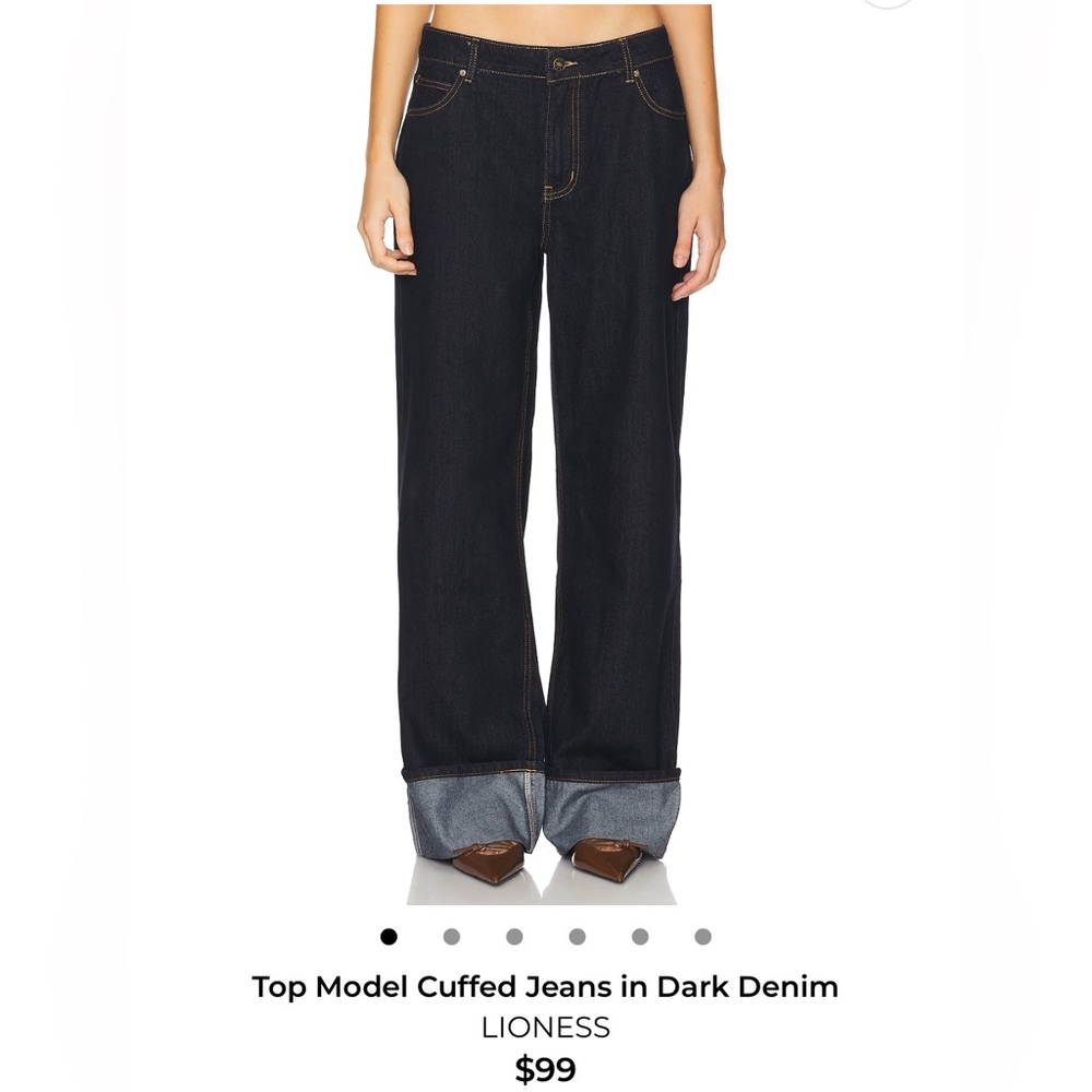 LIONESS CUFFED DARK DENIM JEANS